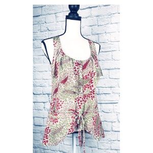 ANTHROPOLOGIE Lil 100% Silk Floral Sleeveless Top